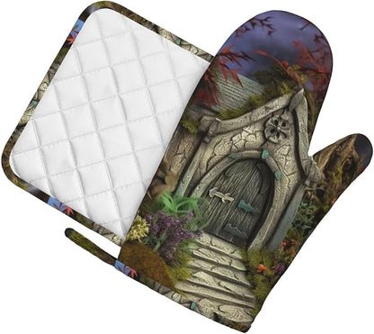 Gothic Fairy Garden Oven Mitts and Pot Holders Sets of 2 Heat Resistant - Image 2