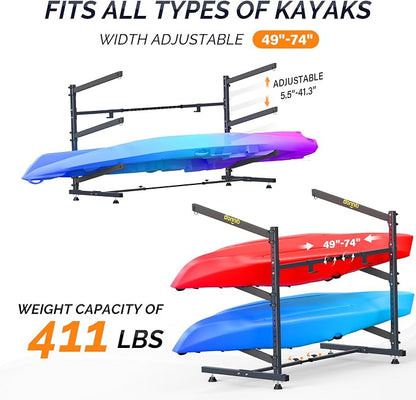 Bonnlo Kayak Storage Rack, Adjustable Heavy Duty Kayak Rack - Image 4