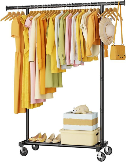 Clothes Rack for Hanging Clothes: Clothing Coat Garment Rolling Racks by HYSEYY