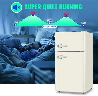 Mini Refrigerator with Freezer Small Fridge Double Door Side Drink Holder - Image 7