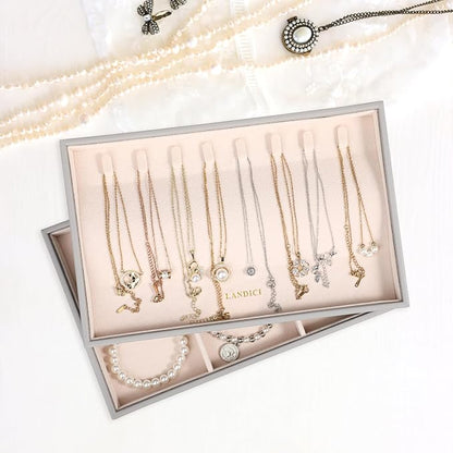LANDICI Stackable Jewelry Organizer Trays 4 Set, PU Leather Jewelry Organizer - Image 7