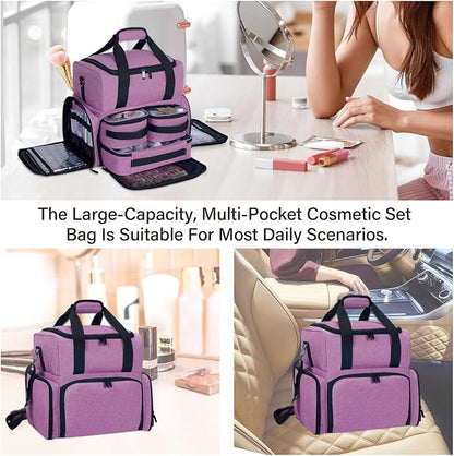 Large Makeup Cosmetic Bag with 3 Removable Case and 2 Removable Dividers Double - Image 6