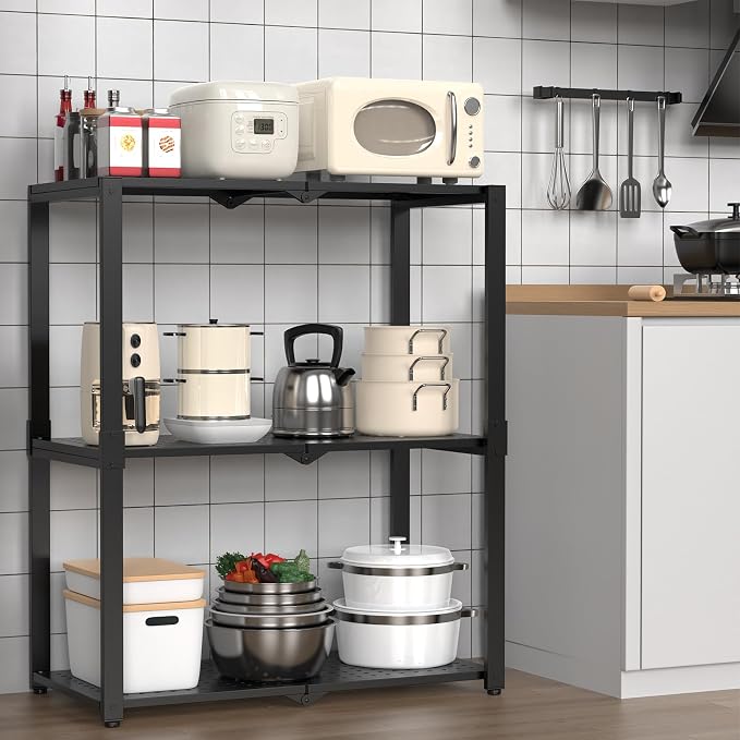 Hastatii 3-Shelf Storage Shelving Unit Metal Rack Heavy-Duty 28"x13.5"x33.5" - Image 5