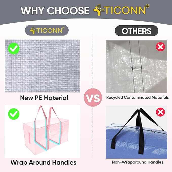TICONN 8 Pack Extra Large Moving Bags Heavy Duty - Image 4