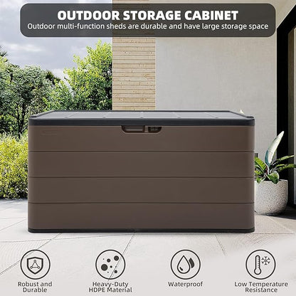 100 Gallon Plus Outdoor Storage Box Waterproof Lockable Resin Deck Box Large - Image 5