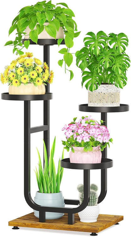 LASZOLA Black 4 Tier Tall Metal Plant Stand Indoor, Large Heavy Duty Planter by LASZOLA