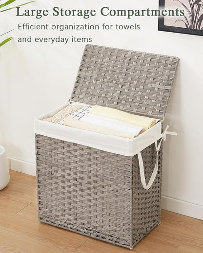 Laundry Hamper with Lid Wicker Laundry Basket 112 L Laundry Hampers Handwoven - Image 4