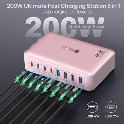 8-Port USB C Fast Charger Block 200W - Image 3