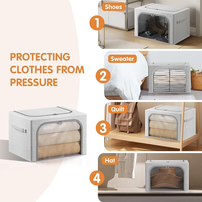 Large Size 66L 3 Pack Openings Clothes Storage Bins - Image 6