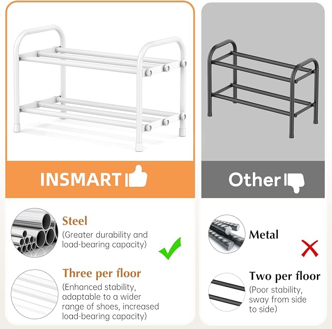 INSMART 2-Tier Expandable Shoe Rack:Stackable and Adjustable Shoes Organizer - Image 4