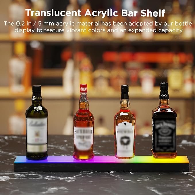 Dethan 1 Tier 24 Inch LED Lighted Liquor Bottle Display Shelf - Image 3