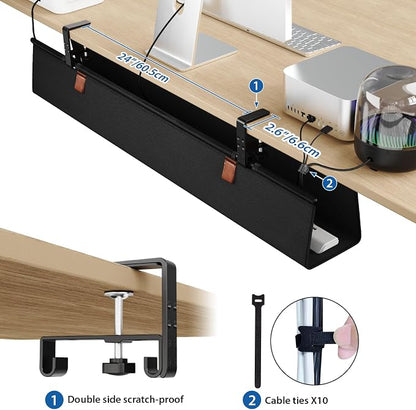 Zilink No Drill Under Desk Cable Management Tray 40" Cord Organizer - Image 4