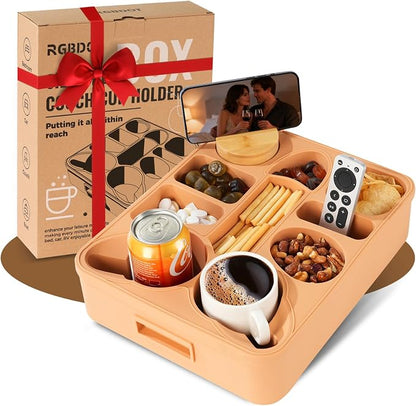 Couch Cup Holder Tray Dual Cup Silicone Organizer – Waterproof Anti-Slip Snack by Unknown