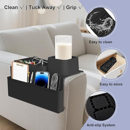 KindGa Couch Cup Holder Tray, Silicone Couch Arm Cup Holder, Couch Arm Organizer - Image 6