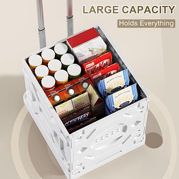 VECELO 66L Heavy-Duty 2-in-1 Foldable Utility Cart, Large Capacity Rolling Crate - Image 2