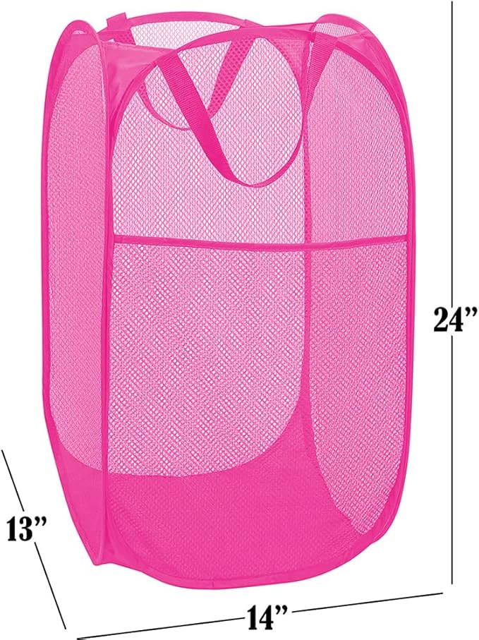 2 Pack Sturdy Mesh Pop up Laundry Hamper Basket - Image 2