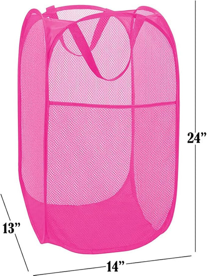 2 Pack Sturdy Mesh Pop up Laundry Hamper Basket - Image 2
