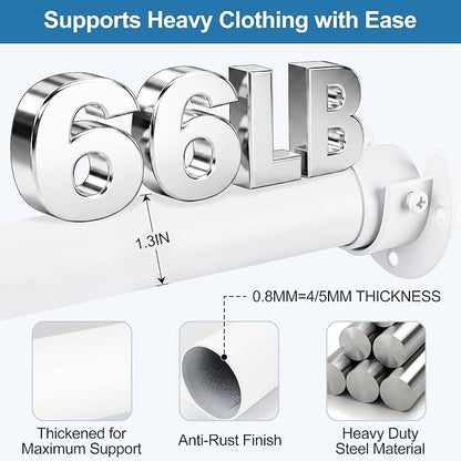 Adjustable Closet Rod for Hanging Clothes, 17-99inch Heavy Duty Metal tension - Image 3