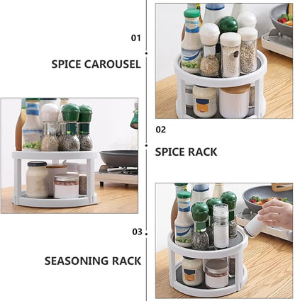 Garneck Rotating Spice Rack and Makeup Organizer Double Tier Kitchen Storage - Image 5