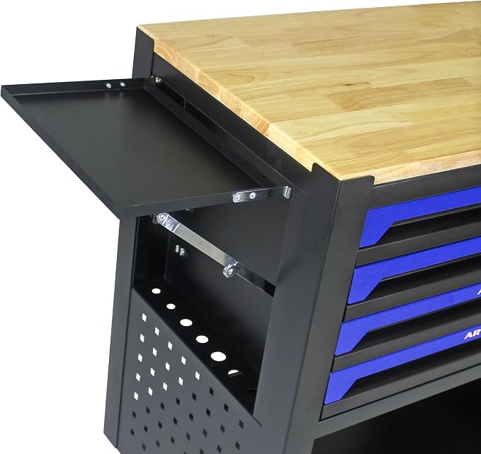 36" Tool Box with Wheels 4 Drawers Rolling Tool Cart, Wooden Top Workbench - Image 7