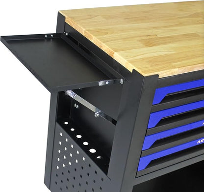 36" Tool Box with Wheels 4 Drawers Rolling Tool Cart, Wooden Top Workbench - Image 7