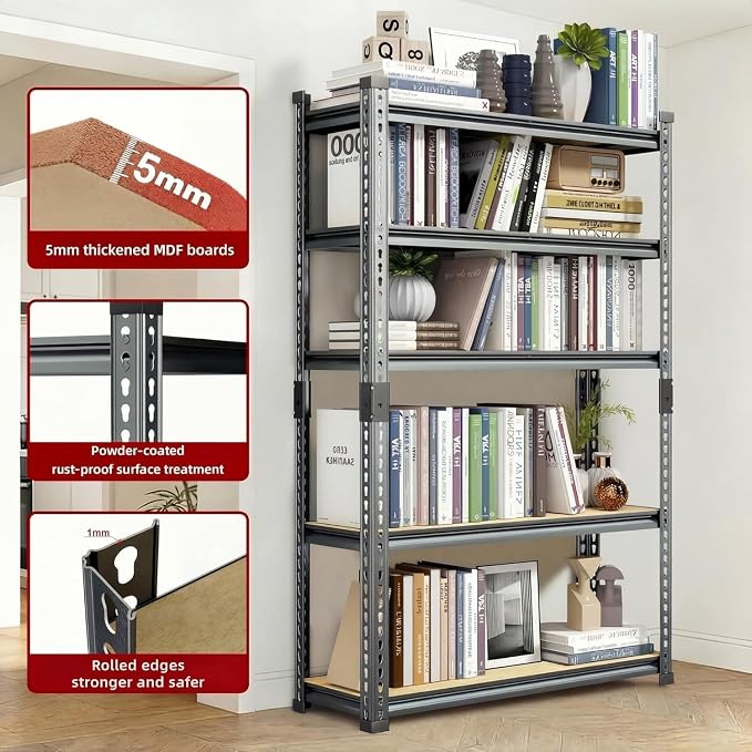 36" W x 12" D x 72" H Garage Storage Shelves Heavy Duty 2650 LBS, 5-Tier - Image 4