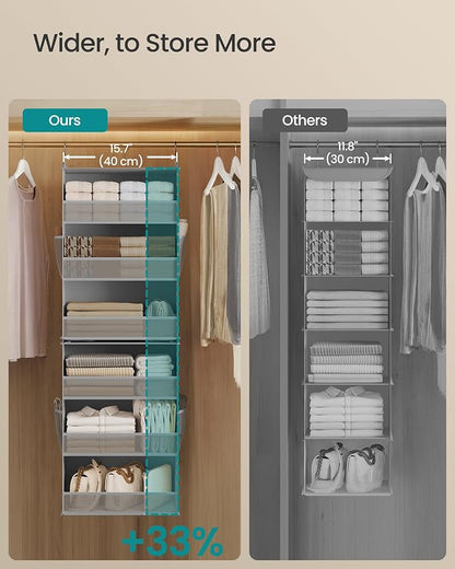 SONGMICS Hanging Closet Organizer, 6-Tier Fabric Storage Shelf, Separable - Image 4