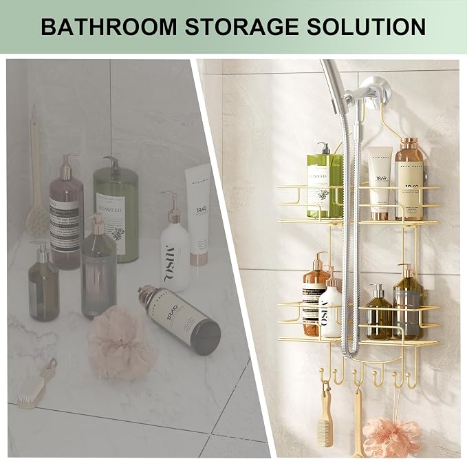 SRIWATANA Shower Caddy Hanging, Bathroom Organizer, No Drilling Shelves Over - Image 6