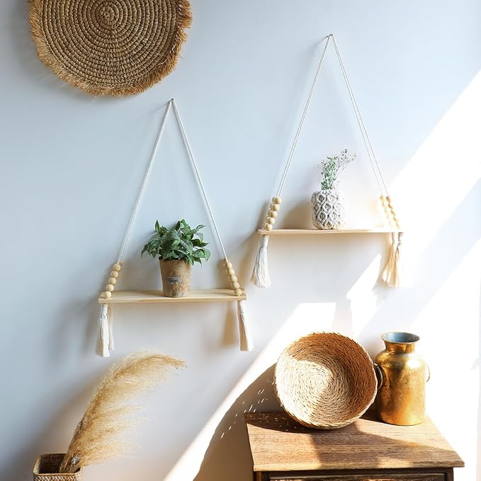 Artilady 2 Pack Wooden Wall Hanging Shelves - Image 7