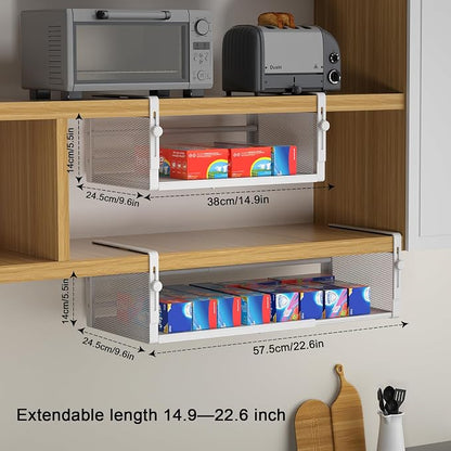 AmonHouseware 2Pack Expandable Under Shelf Storage Basket Organizer, Length - Image 2