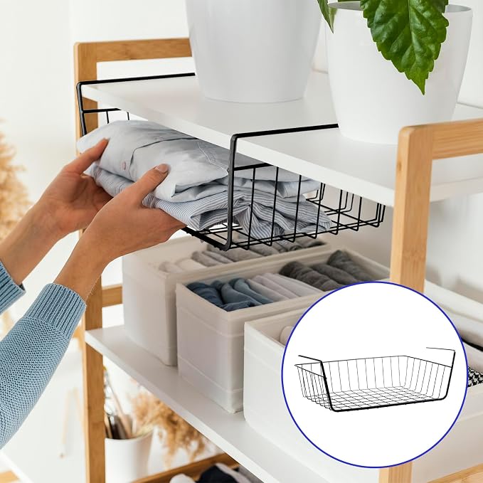 8 Pack Hanging Under Shelf Storage Basket, Steel Hanging Wire Rack Storage - Image 5