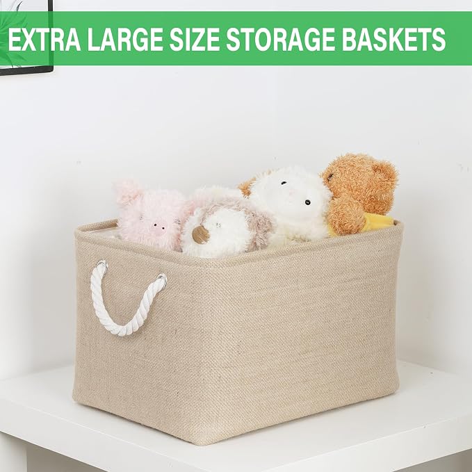 Bidtakay Large Storage Baskets for Shelves 3 Pack Fabric Storage Bins for - Image 4