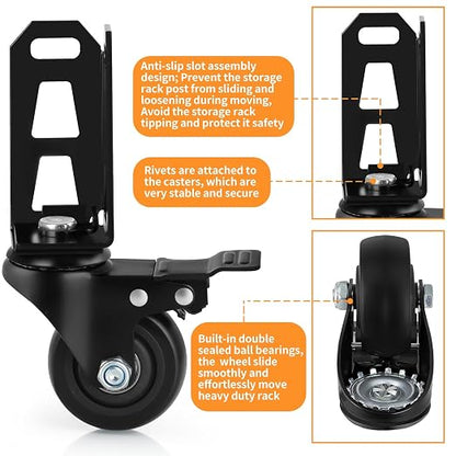 3" Storage Rack Caster Wheels, Storage Shelf Accessories Fit to Boltless Self - Image 4