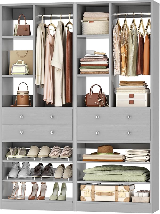 Besiost Closet System, 55.5"/4.6 FT Closet Organizer System by Besiost