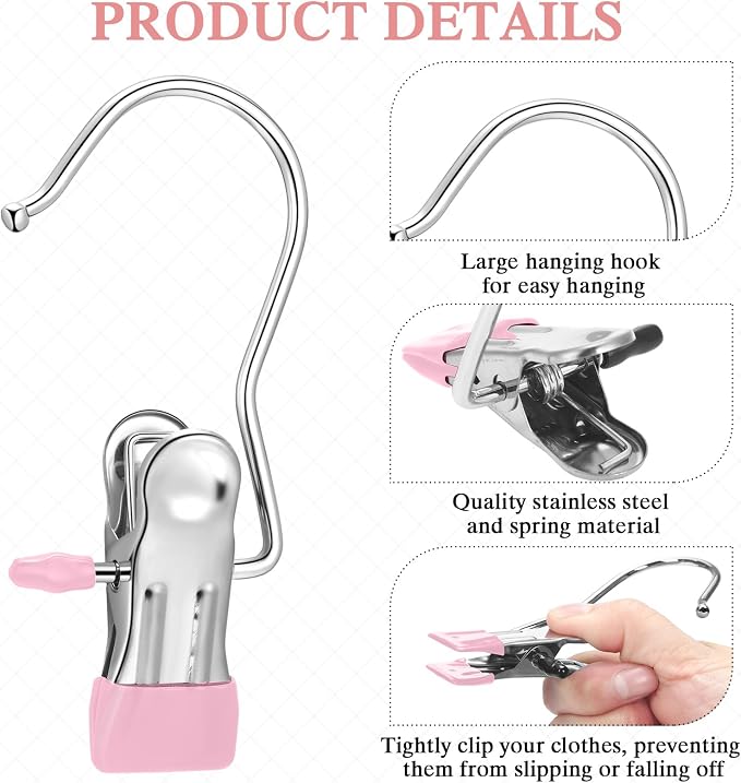 150 Pcs Boot Hangers Clips Laundry Hooks Hanging Stainless Steel Clothes Pins - Image 3