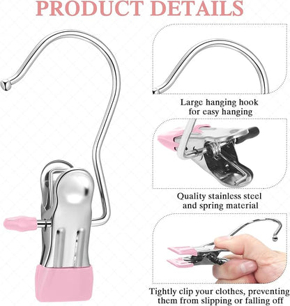 150 Pcs Boot Hangers Clips Laundry Hooks Hanging Stainless Steel Clothes Pins - Image 3
