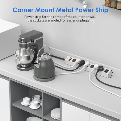 CCCEI Corner Mount Angle Power Strip, Under Cabinet Heavy Duty 8 Outlets Power - Image 2