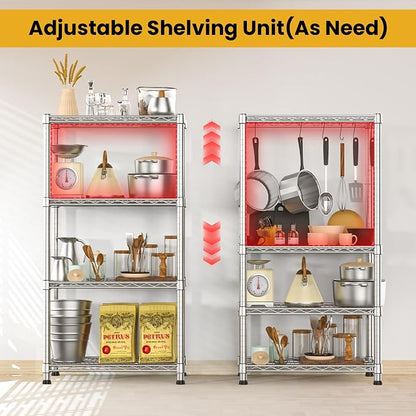 4- Shelf Storage Shelves Wire Shelving Unit Adjustable Metal Shelving Sturdy - Image 6