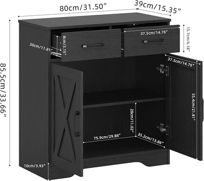 Panana Sideboard 2 Drawers 2 Doors Entryway Storage Cabinet Living Room - Image 3