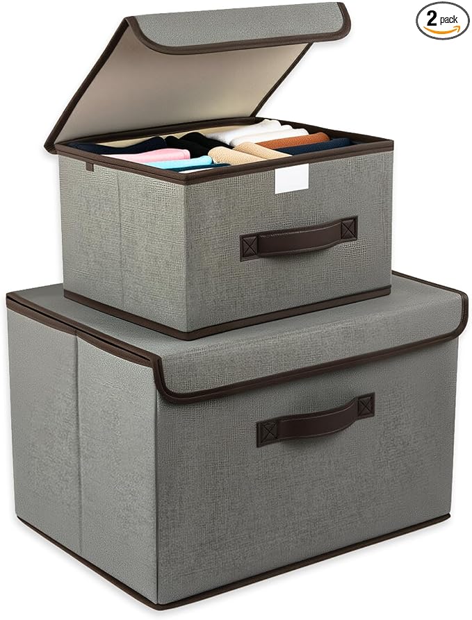 Fabric Foldable Storage Boxes Large Collapsible Stackable Storage Bins by Unknown