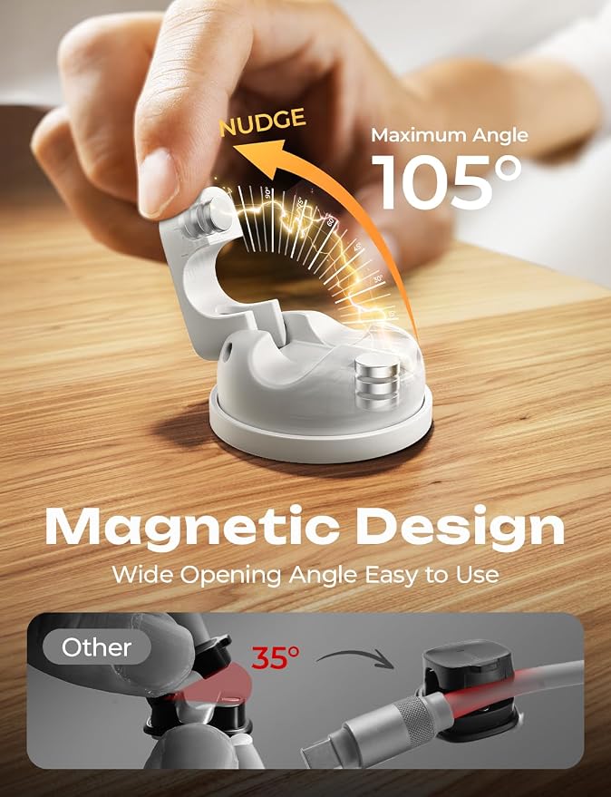 12-Pack Rotatable Cord Holder for Nightstand, LISEN 360°Rotating Magnetic Clips - Image 6