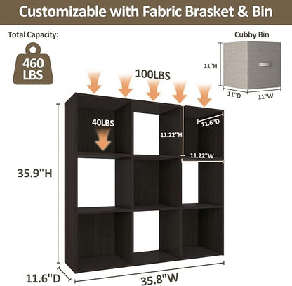 PrimeZone Stackable 9 Cube Storage Organizer: Wood Cubes Shelf Fits Cubby Bins - Image 3