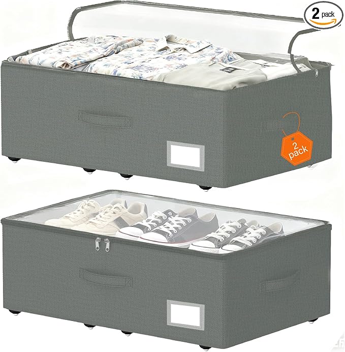 Under Bed Storage with Wheels, No Assemble Required 10 inches Height, Rolling by Unknown