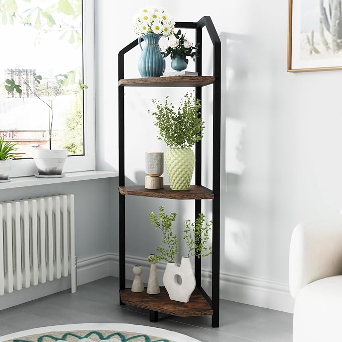 Fun Memories 3 Tier Corner Shelf, 40” Corner Shelf Stand, Corner Bookshelf - Image 2