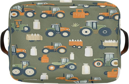 Cute Tractors Green Storage Bins Box Foldable Shelf Basket - Image 8