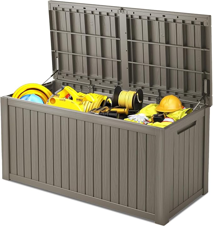 200 Gallon Deck Box, Resin Outdoor Indoor Waterproof Storage Box, Lockable by Kdymod