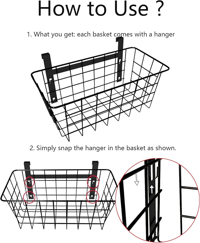 MaraFansie Basket with Hook, Grid Storage Basket, Over the Cabinet Door - Image 6