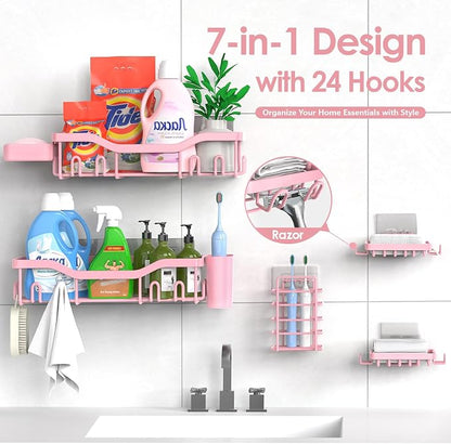 Shower Caddy Adhesive Shower Organizer 7-Pack, Rustproof Stainless Steel - Image 4