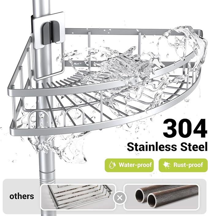 Aitatty Standing Shower Caddy Corner: 4-tier Rustproof Shower Organizer Shelf - Image 2