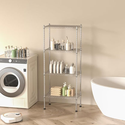 4 Tier Shelving Unit, 176 LBS Per Shelf Height Adjustable Narrow Storage Shelves - Image 2